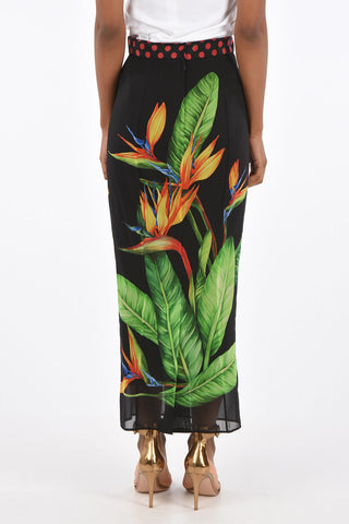 Floral Silk Midi Skirt