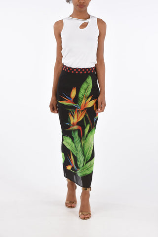 Floral Silk Midi Skirt