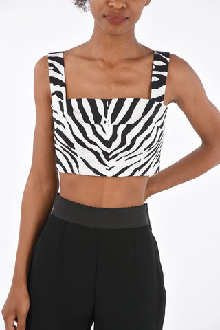 Stretch Cotton Zebra-Printed Top
