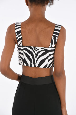 Stretch Cotton Zebra-Printed Top