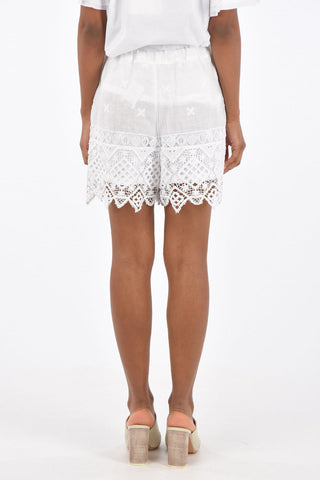 Shorts in Cotone con Applicazione in Pizzo