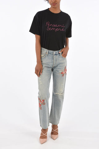 Embroidered CORA Cropped Jeans