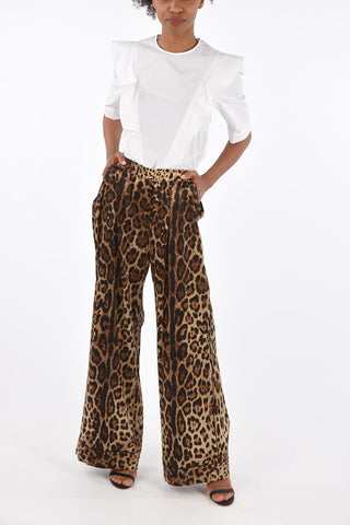 Animal Printed Silk Palazzo Joggers