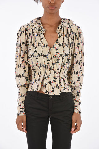 Blusa Crop BLINEA in Seta con Coulisse
