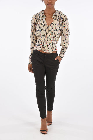 Blusa Crop BLINEA in Seta con Coulisse