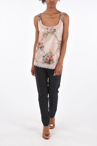 Sequined Tank Top with Lace Detail