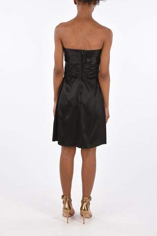 Draped Silk Strapless Dress