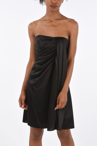 Draped Silk Strapless Dress