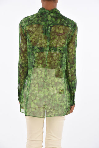 Printed Silk Spread Collar Shirt