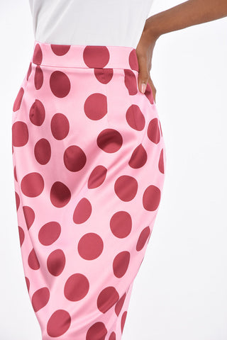 Polka Dot Printed Silk Midi Skirt