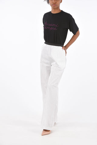 Elastic Waist Pinstriped Pants