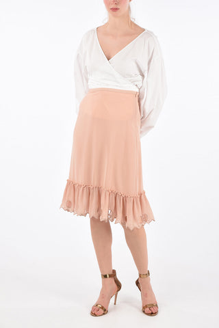 SEEBY knee lenght flared skirt with cut out details hem