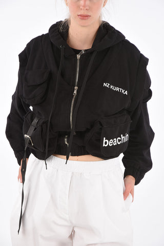 Double jogging crop sweatshirt with hood