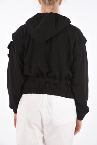 Double jogging crop sweatshirt with hood