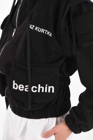 Double jogging crop sweatshirt with hood