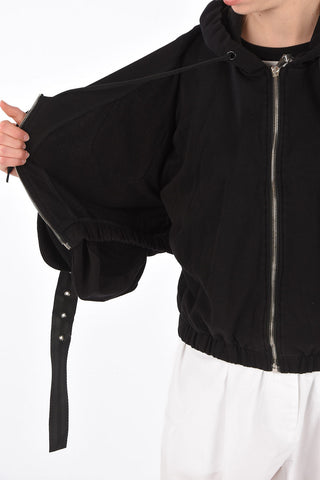 Double jogging crop sweatshirt with hood