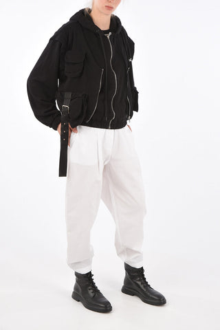 Double jogging crop sweatshirt with hood
