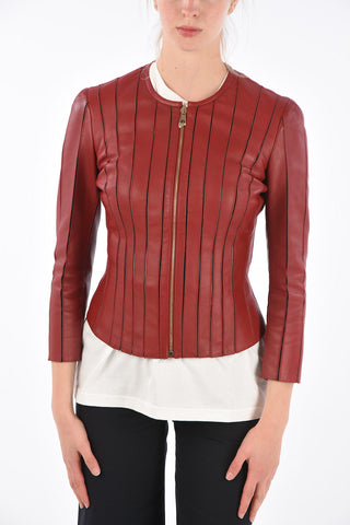 COLLECTION leather Crop outerwear jacket with zip closure
