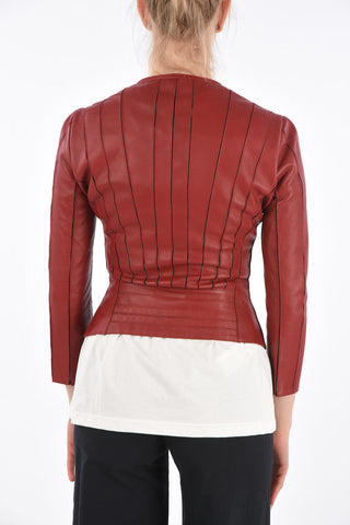 COLLECTION leather Crop outerwear jacket with zip closure