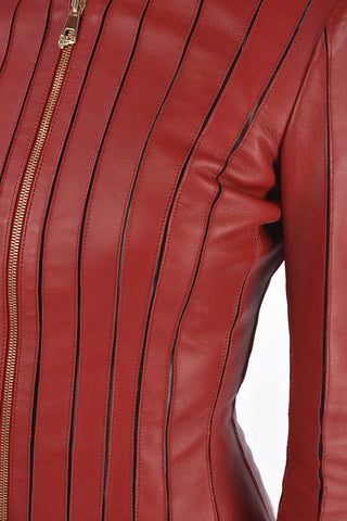 COLLECTION leather Crop outerwear jacket with zip closure