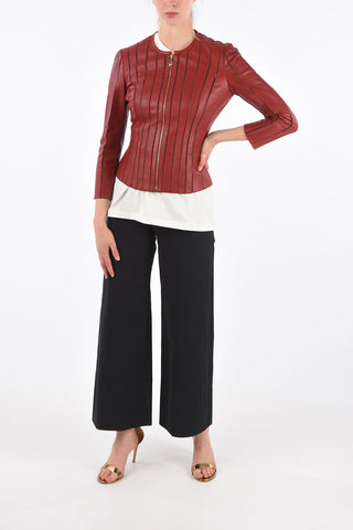 COLLECTION leather Crop outerwear jacket with zip closure