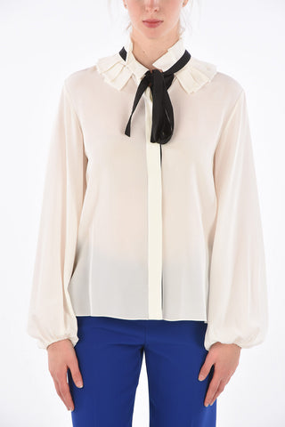 blusa in seta collo a fiocco