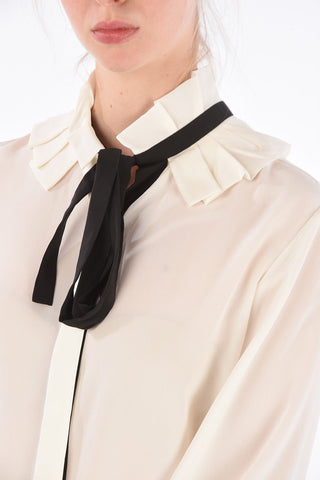 blusa in seta collo a fiocco