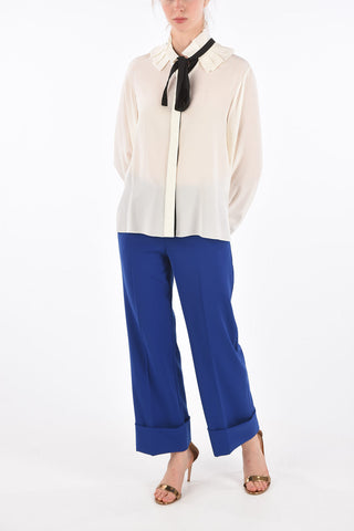 blusa in seta collo a fiocco