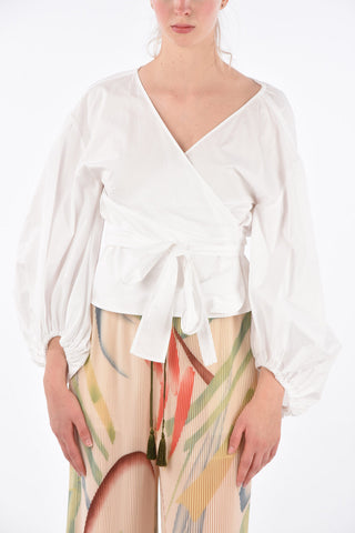 MICHAEL angel sleeve wrap blouse