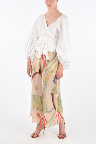 MICHAEL angel sleeve wrap blouse
