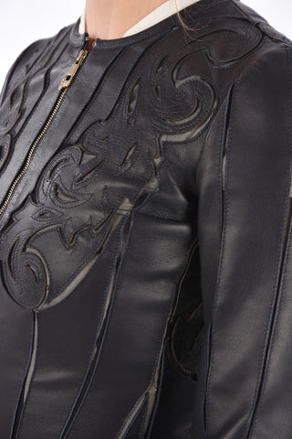 COLLECTION Cut Out leather Crop outerwear jacket
