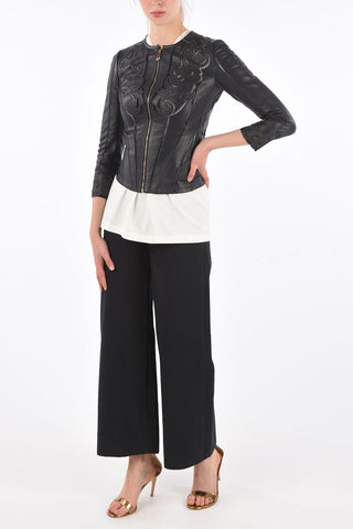 COLLECTION Cut Out leather Crop outerwear jacket