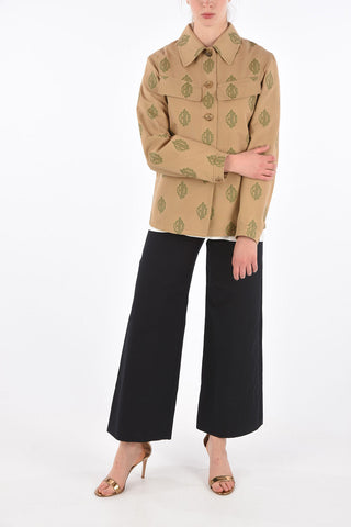 All Over Embroidered Logo Utility Jacket
