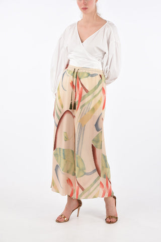 drawstring waist Accordion palazzo pants