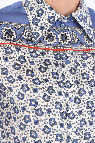 printed silk blouse
