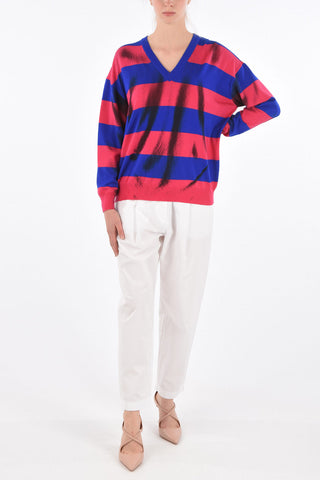COUTURE! awning striped v-neck sweater