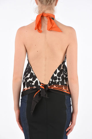 silk halterneck bare back Pirata top