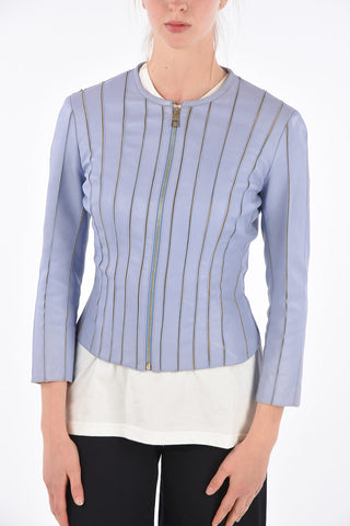COLLECTION leather Crop outerwear jacket with zip closure