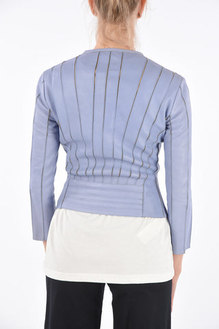 COLLECTION leather Crop outerwear jacket with zip closure