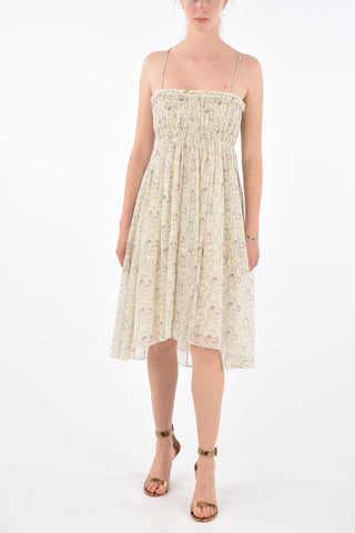 floral-print silk spaghetti strap sun dress