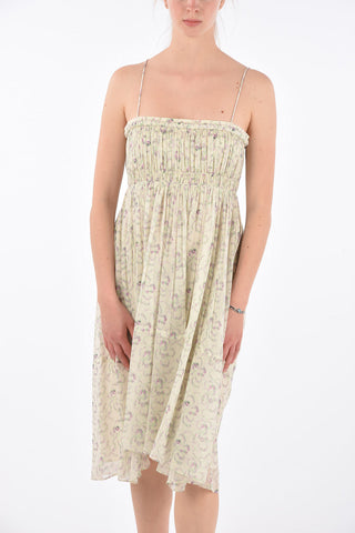 floral-print silk spaghetti strap sun dress