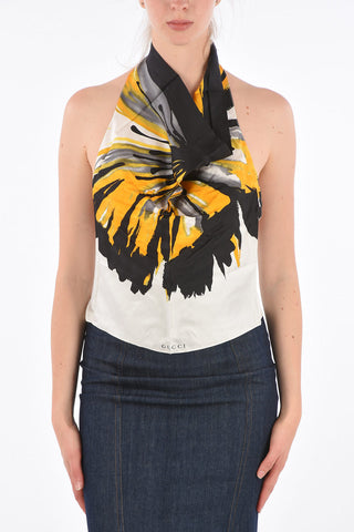 silk halterneck bare back Pirata top