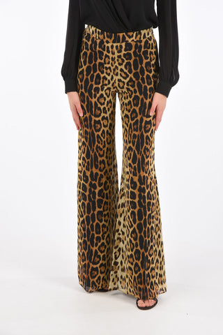 COUTURE! cheetah-print silk high-rise waist bootcut pants