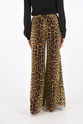 COUTURE! cheetah-print silk high-rise waist bootcut pants