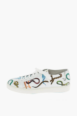 sneakers in pelle con stampa serpenti