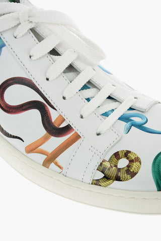 sneakers in pelle con stampa serpenti