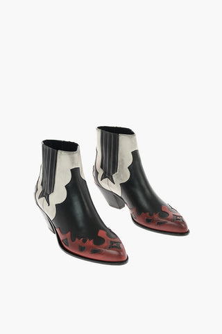7cm leather Western boots