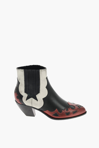 7cm leather Western boots
