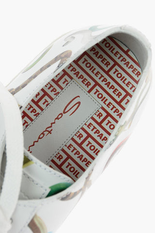snakes printed leather sneakers