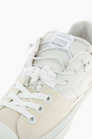 MM22 vintage effect leather and fabric sneakers
